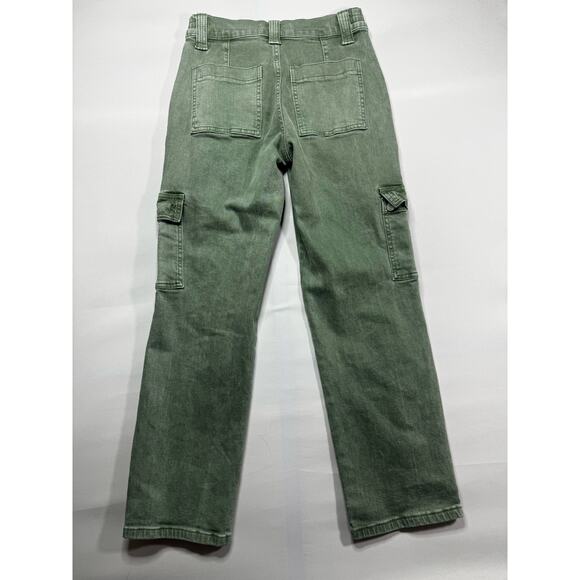 Vervet Women's Green Straight Leg Cargo Stretch Denim Jeans - Size 26 (27x28.5) - Picture 2 of 4